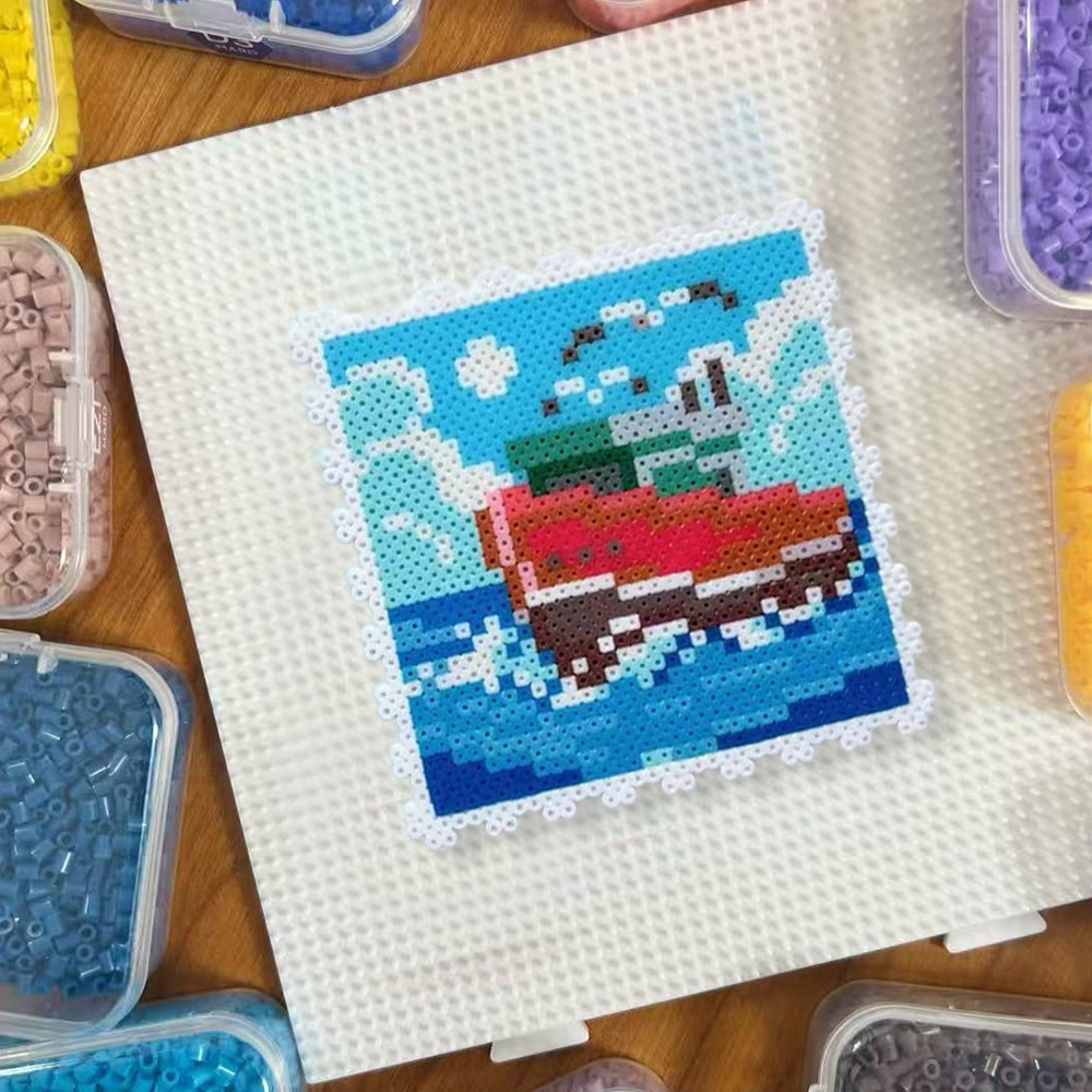 Rubbyoo Perler Beads Kit - Sailing Ship | Creative Pixel Stamps | Thoughtful Gift For Diy Beginner - image 1