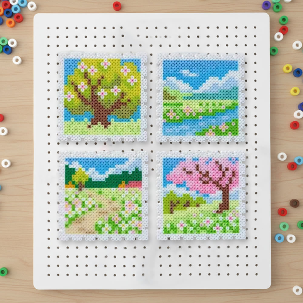 Rubbyoo Perler Beads Kit - Scenery In The Town | Floral And  Botanical Art | Unique Landscape Stamp - image 0