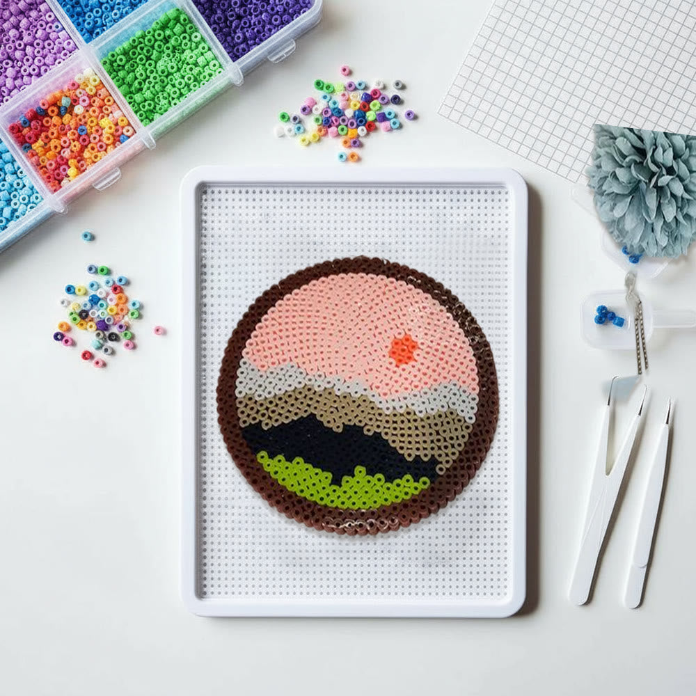 Rubbyoo Perler Beads Kit - Sunset Over The Mountains | Pixel Hanging Ornament | Diy Art Kits For Adults - 2.6 mm - Perler Beads Kit + Tool Kit - image 0