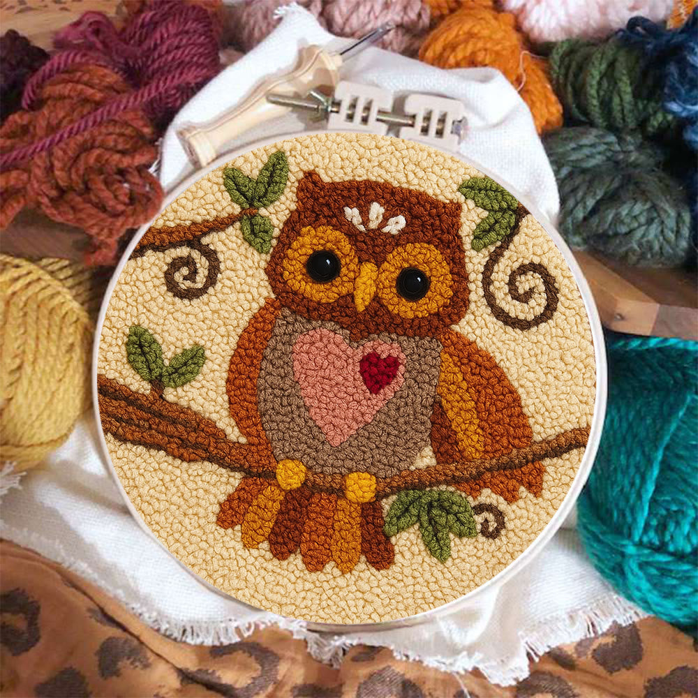 Heart Owl Punch Needle Kit - Diy Beginner | Whimsical Home Handmade - image 3