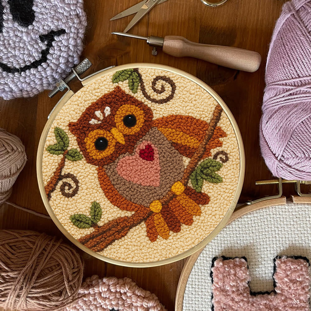 Heart Owl Punch Needle Kit - Diy Beginner | Whimsical Home Handmade - image 7