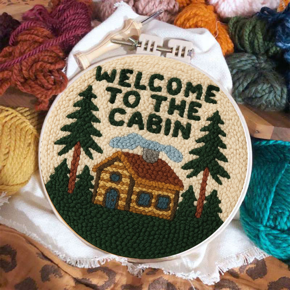 Cabin Welcome Punch Needle Kit - Handcrafted Art | Rustic-themed Home Accent - image 3