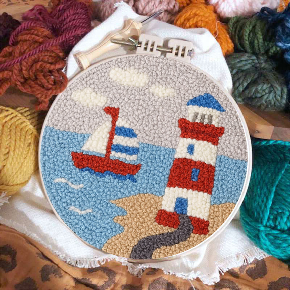 Seaside Lighthouse Punch Needle Kit - Handcrafted Art | Vibrant Handcraft Treasure - image 8