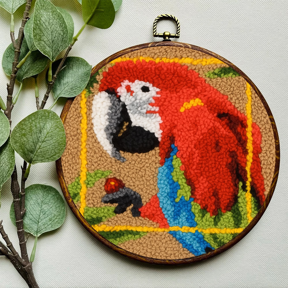Scarlet Macaw Punch Needle Kit - Artisan-crafted Art | Tropical-themed For Diy Enthusiasts - image 3