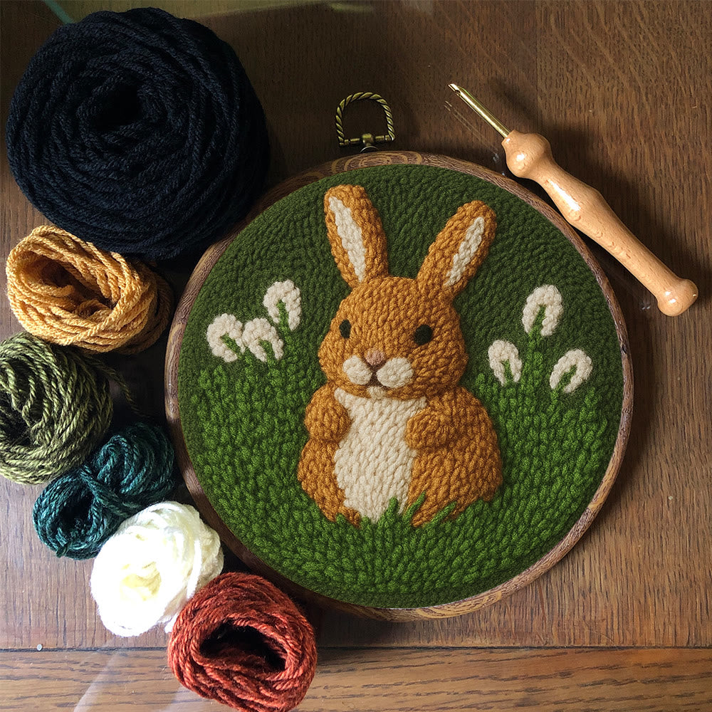 Bunny In Meadow Punch Needle Kit - Handcrafted Art | Charming Diy - image 9