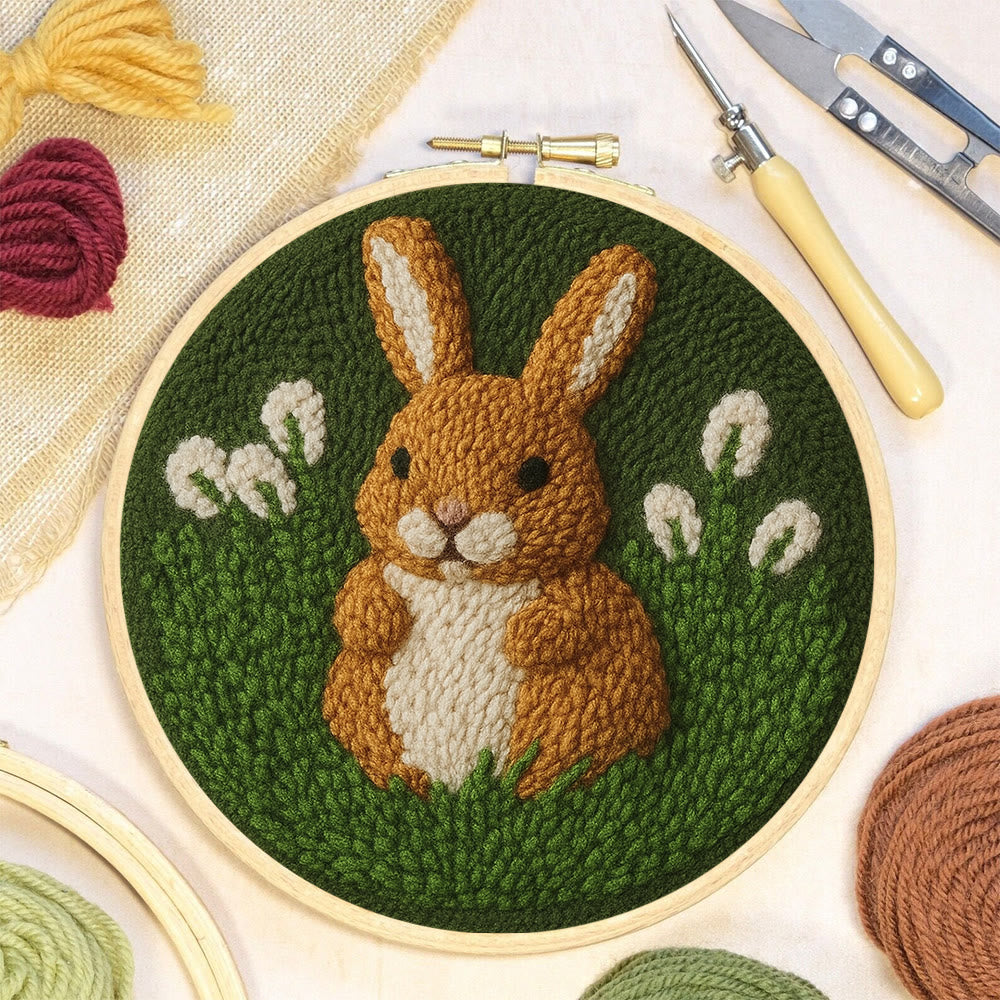 Bunny In Meadow Punch Needle Kit - Handcrafted Art | Charming Diy - image 5