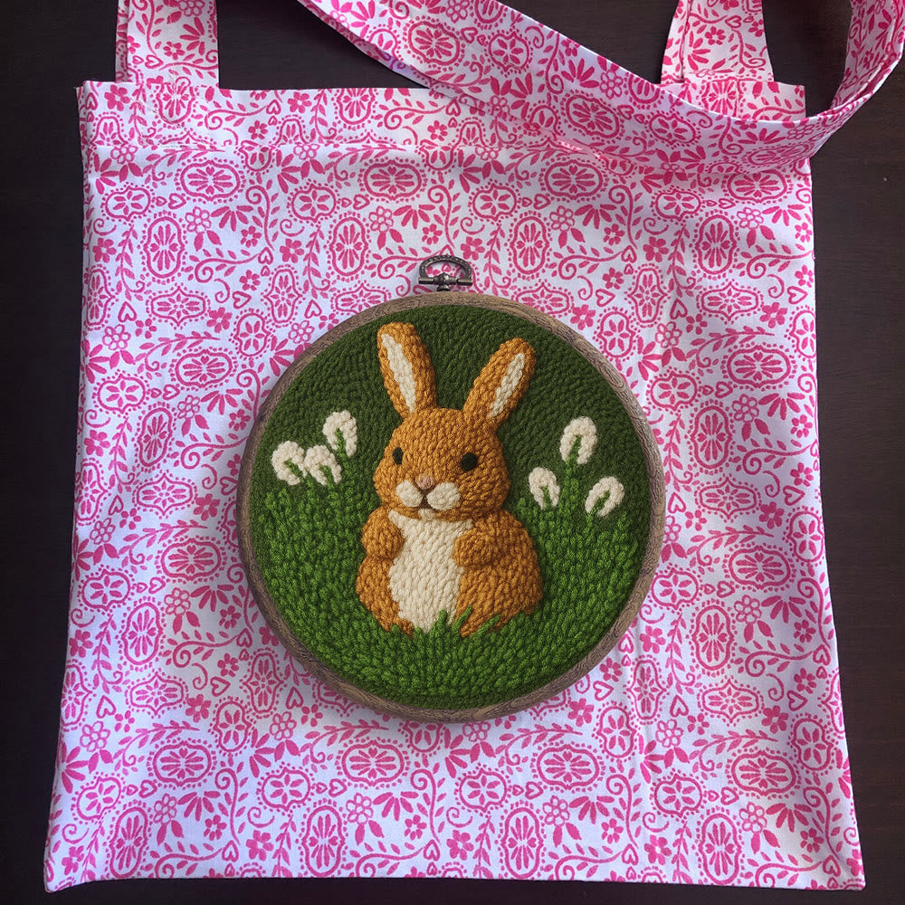 Bunny In Meadow Punch Needle Kit - Handcrafted Art | Charming Diy - image 12