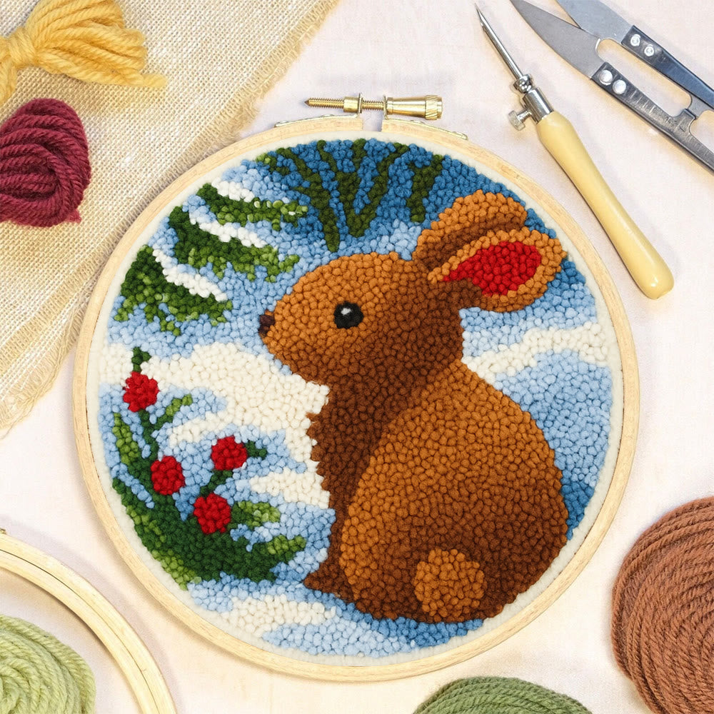 Winter Bunny Punch Needle Kit - Artisan-crafted Piece | Seasonal Decor - image 5