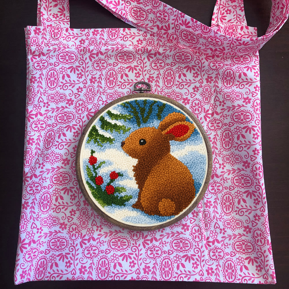 Winter Bunny Punch Needle Kit - Artisan-crafted Piece | Seasonal Decor - image 12
