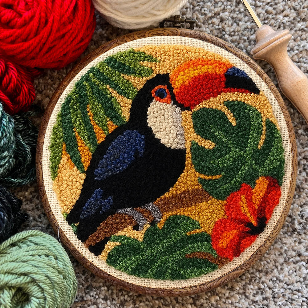 Toucan Tropical Punch Needle Kit - Easy Diy Kit | Exotic Handcraft Gift - image 11