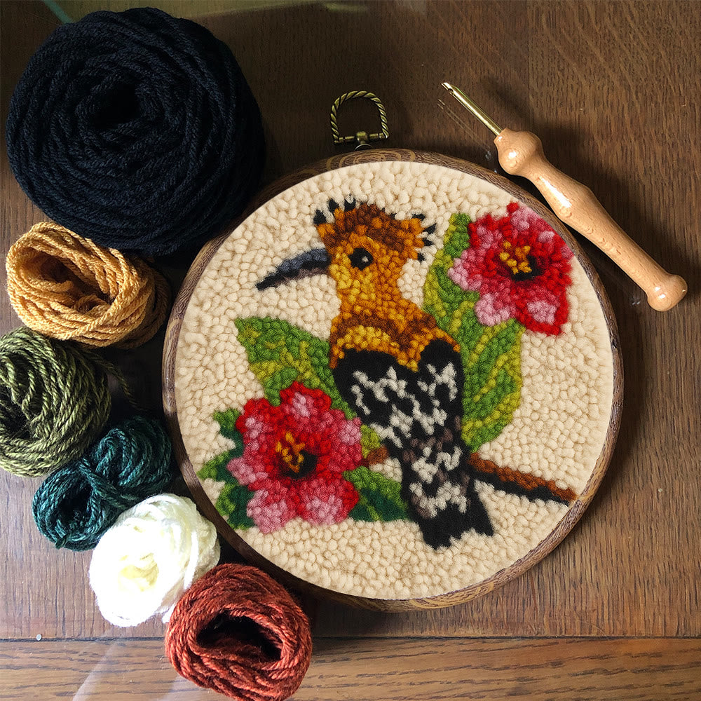 Hoopoe Floral Punch Needle Kit - Artisan-made Craft | Nature-inspired Decor - image 10