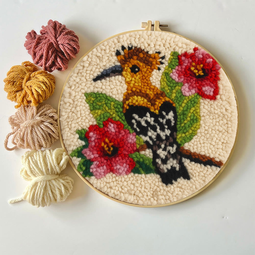 Hoopoe Floral Punch Needle Kit - Artisan-made Craft | Nature-inspired Decor - image 2