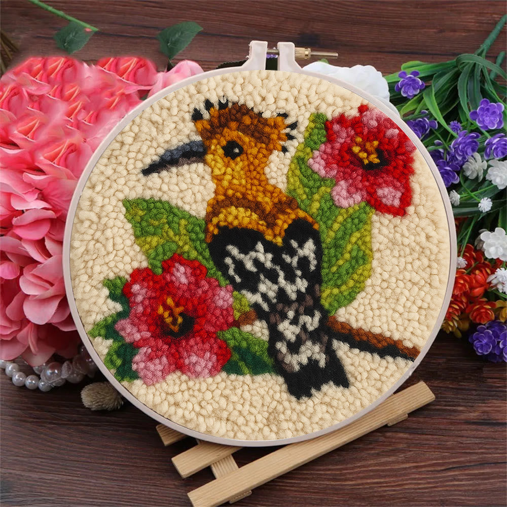 Hoopoe Floral Punch Needle Kit - Artisan-made Craft | Nature-inspired Decor - image 3