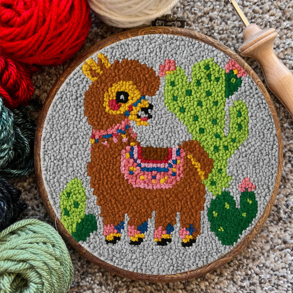 Alpaca Cactus Punch Needle Kit - Handcrafted Art | Boho-Themed Gift - image 8
