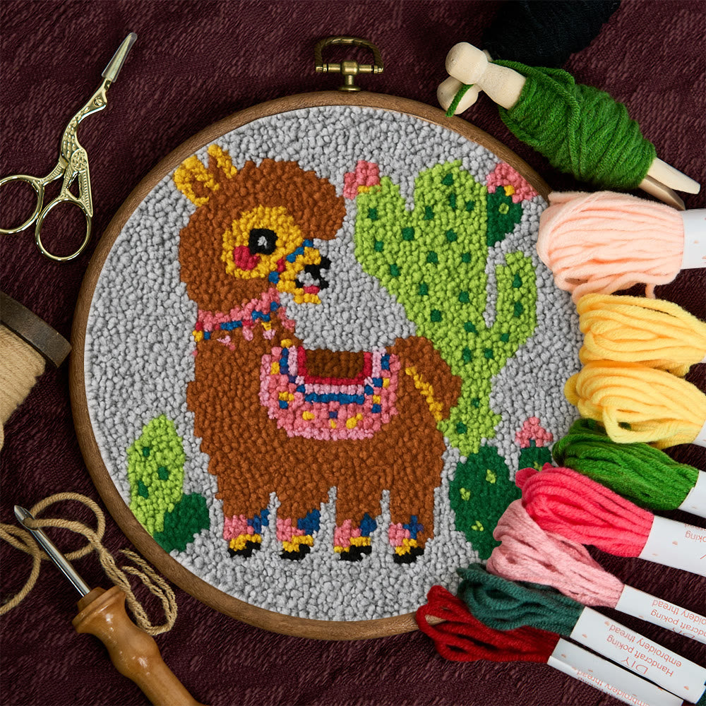 Alpaca Cactus Punch Needle Kit - Handcrafted Art | Boho-Themed Gift - image 3