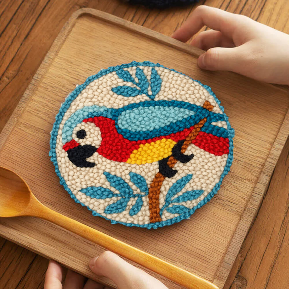 Parrot Tropical Punch Needle Kit - Geeky Decor Must-have | Fantasy Enthusiast Craft - 5 inch Coaster Kit - image 6