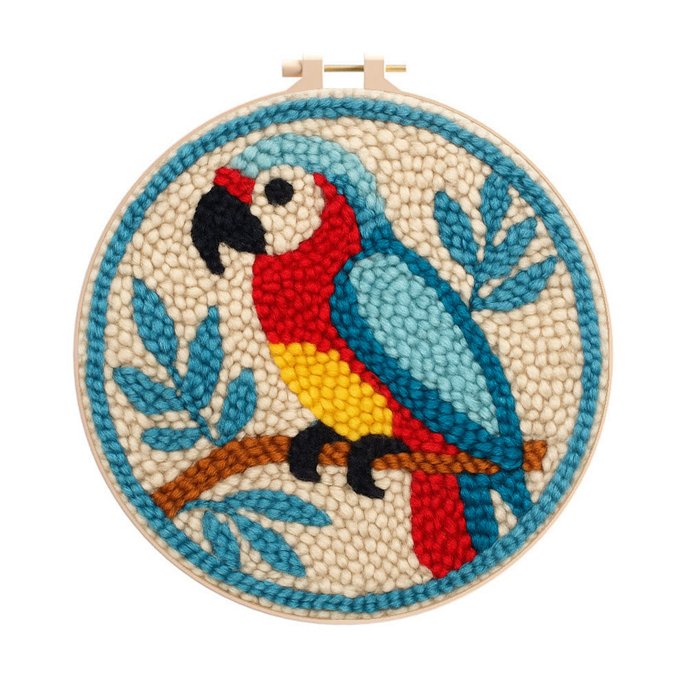 Parrot Tropical Punch Needle Kit - Geeky Decor Must-have | Fantasy Enthusiast Craft - 8 inch Hoop Kit - image 0