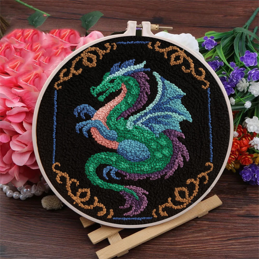 Mythical Dragon Punch Needle Kit - Artisan-crafted Art | Exotic Handcraft Item - image 1