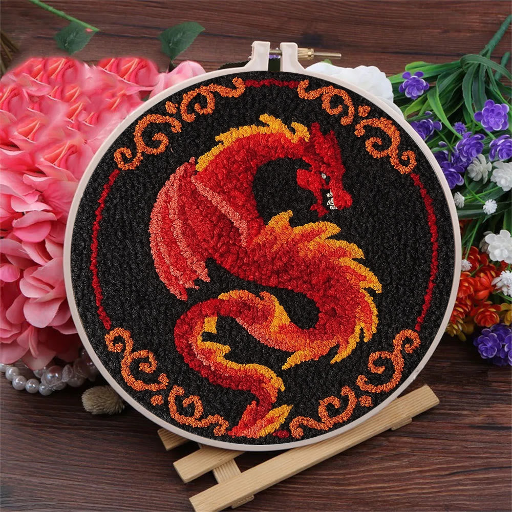 Fire Dragon Punch Needle Kit - Artisan-crafted Art | Fantasy Decor Accent - image 4