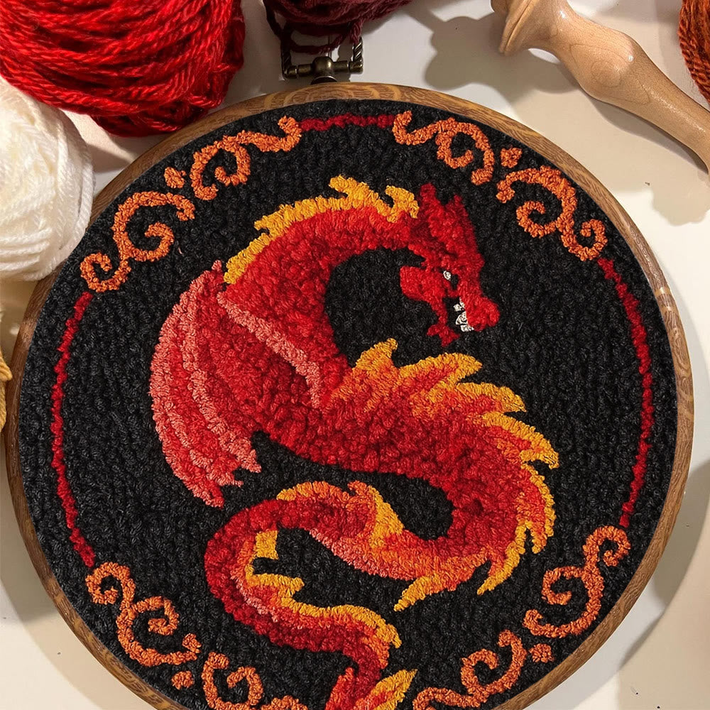 Fire Dragon Punch Needle Kit - Artisan-crafted Art | Fantasy Decor Accent - image 9