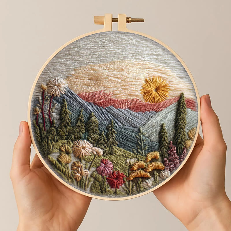 Rubbyoo Embroidery Kit - Alpine Floral Sunset | Outdoor-inspired Diy | Boho Wall Art Kit - image 10