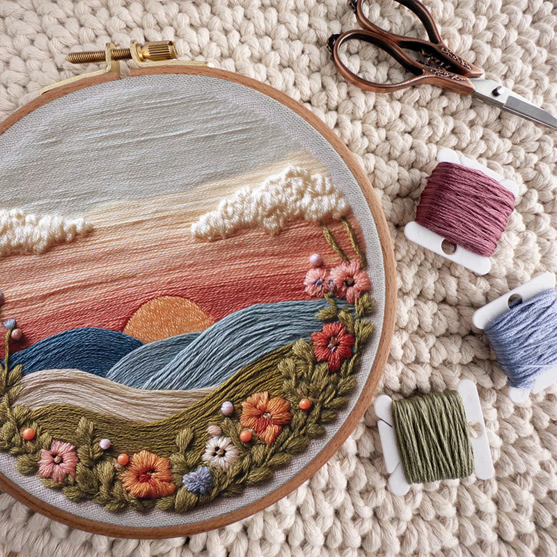 Rubbyoo Embroidery Kit - Floral Sunset Landscape | Scenic Diy Craft | Artistic Home Accent Kit - image 10