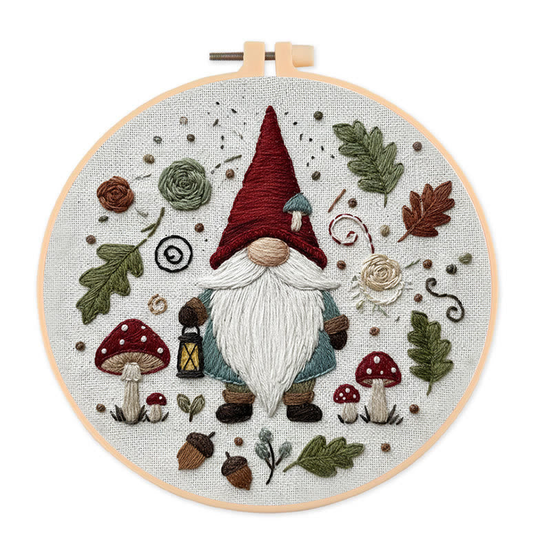 Rubbyoo Embroidery Kit - Forest Gnome | Christmas Beginner Craft | Novice-friendly Diy Kit - 20*20cm - image 0