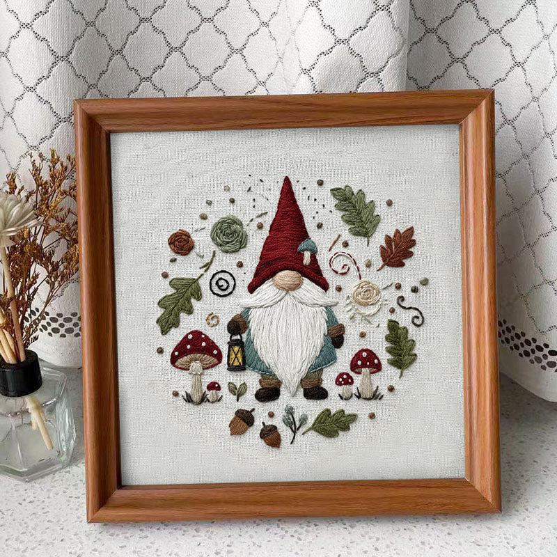 Rubbyoo Embroidery Kit - Forest Gnome | Christmas Beginner Craft | Novice-friendly Diy Kit - Embroidery Kit Plus An Extra Frame - image 1