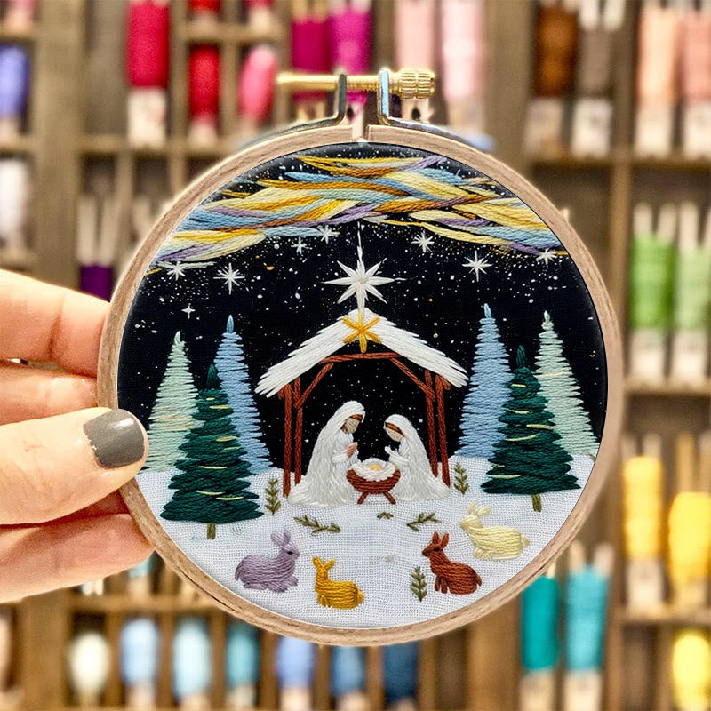 Rubbyoo Embroidery Kit - Nativity Christmas Night | Religious Diy | Spiritual Home Accent - image 3