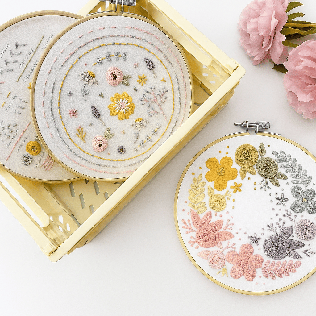 Rubbyoo 3-piece Beginner Embroidery Kit - Blooming Flower Stitch Practice | Perfect Needle Art For Diy Starter - image 0