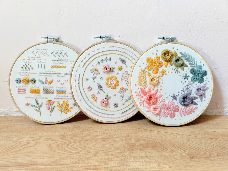 Rubbyoo 3-piece Beginner Embroidery Kit - Blooming Flower Stitch Practice | Perfect Needle Art For Diy Starter - image 2