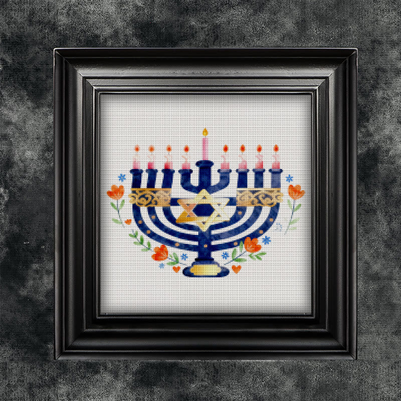 Cross Stitch Kit - Hanukkiah Candlestick | Diy Christmas Ornament | Personalised Handmade Gift - image 3