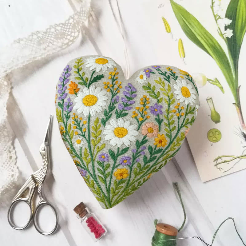 Rubbyoo Heart Embroidery Kit - Wildflower Bounty | Nature-inspired Hand Stitch | Artisanal Home Decor - image 2