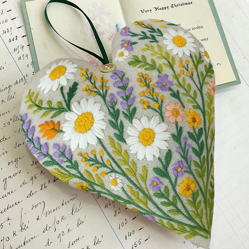 Rubbyoo Heart Embroidery Kit - Wildflower Bounty | Nature-inspired Hand Stitch | Artisanal Home Decor - image 5