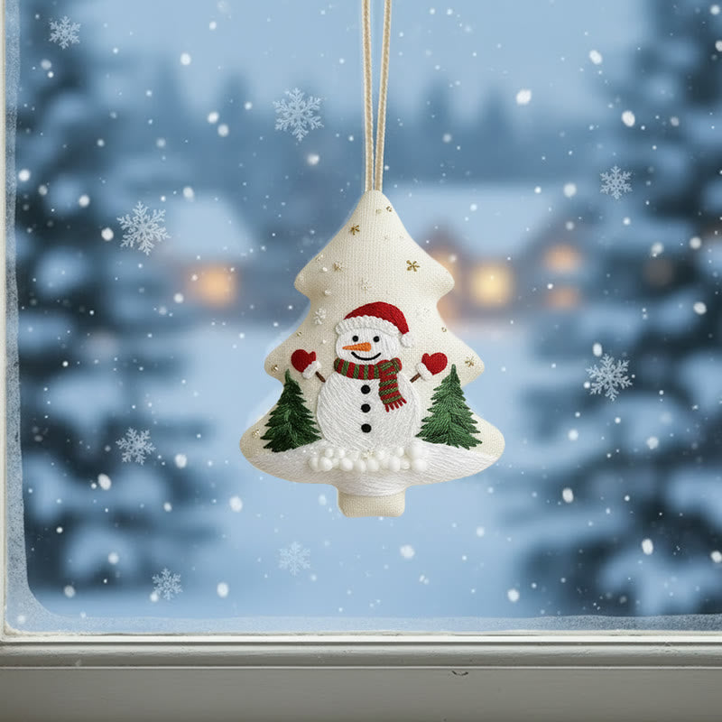 Rubbyoo Tree-shaped Embroidery Kit - Snowman Tree Charm | Festive Handmade | Charming Holiday Gift - image 1