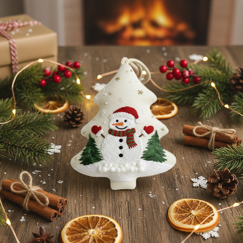 Rubbyoo Tree-shaped Embroidery Kit - Snowman Tree Charm | Festive Handmade | Charming Holiday Gift - image 6