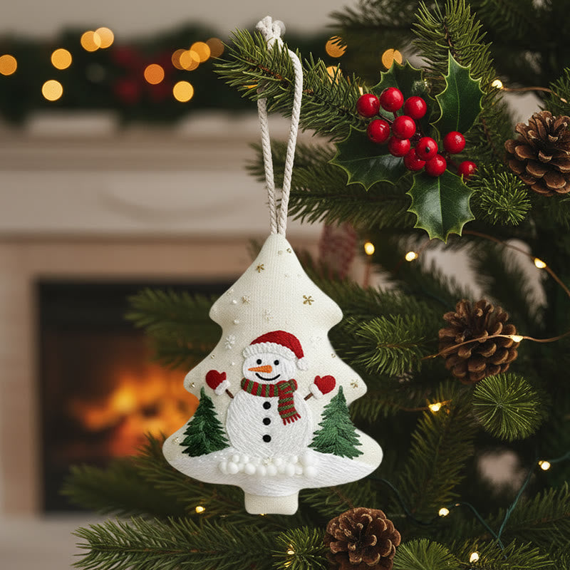 Rubbyoo Tree-shaped Embroidery Kit - Snowman Tree Charm | Festive Handmade | Charming Holiday Gift - image 0