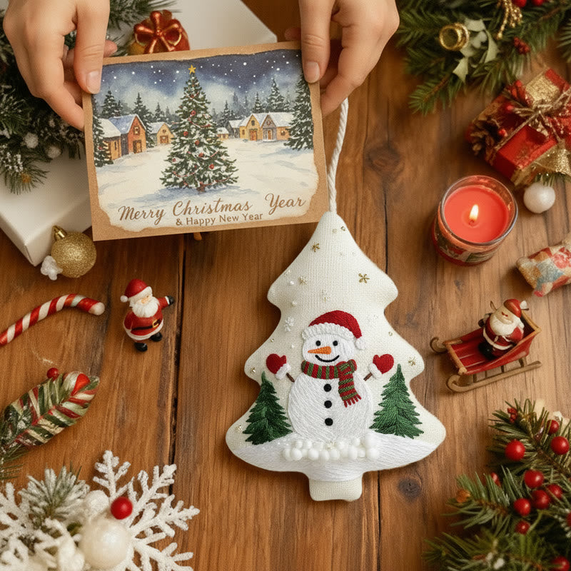 Rubbyoo Tree-shaped Embroidery Kit - Snowman Tree Charm | Festive Handmade | Charming Holiday Gift - image 4