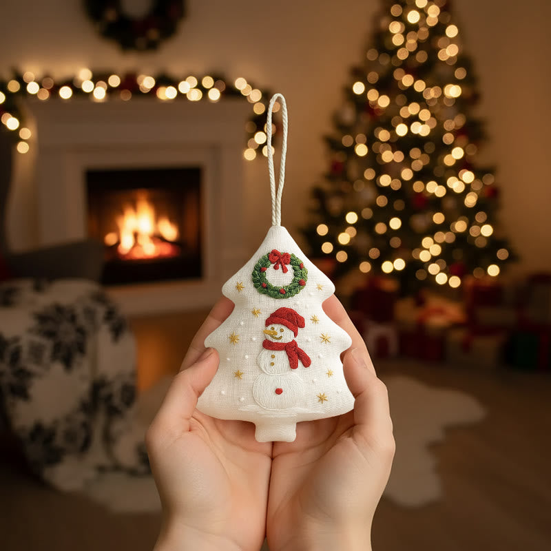 Rubbyoo Tree-shaped Embroidery Kit - Snowman | Winter Handmade Craft | Festive Home Accent - image 7