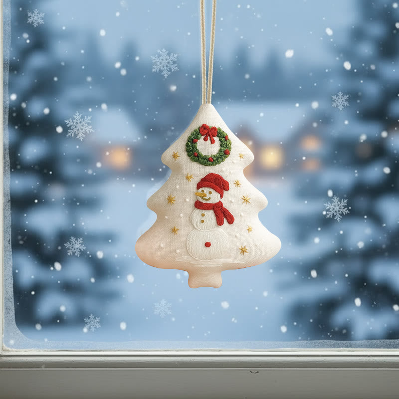 Rubbyoo Tree-shaped Embroidery Kit - Snowman | Winter Handmade Craft | Festive Home Accent - image 2