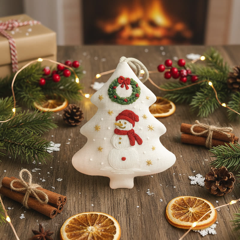 Rubbyoo Tree-shaped Embroidery Kit - Snowman | Winter Handmade Craft | Festive Home Accent - image 3