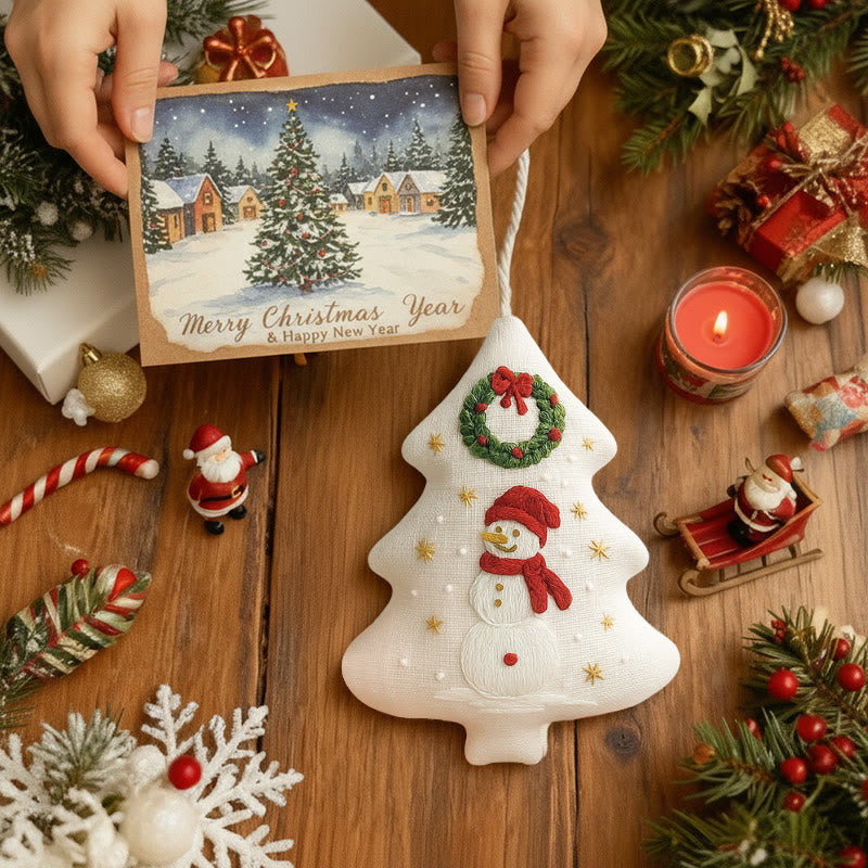 Rubbyoo Tree-shaped Embroidery Kit - Snowman | Winter Handmade Craft | Festive Home Accent - image 6