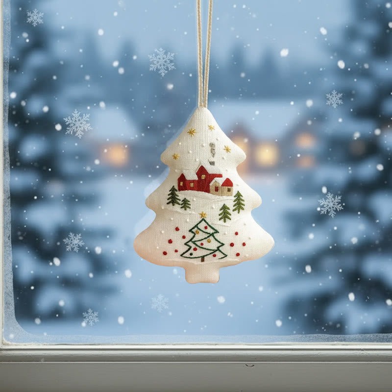 Rubbyoo Tree-shaped Embroidery Kit - Winter Village | Handmade Winter Decor | Gifting Essential - image 2