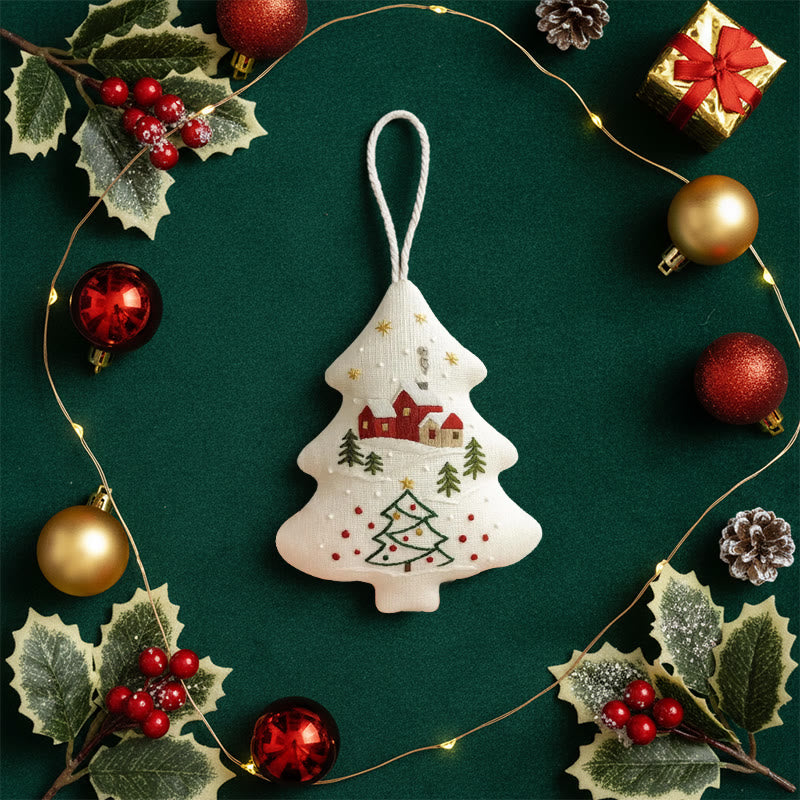 Rubbyoo Tree-shaped Embroidery Kit - Winter Village | Handmade Winter Decor | Gifting Essential - image 4