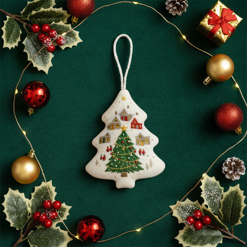 Rubbyoo Tree-shaped Embroidery Kit - Festive Town | Handmade Festive | Artisanal Xmas Accent - image 2