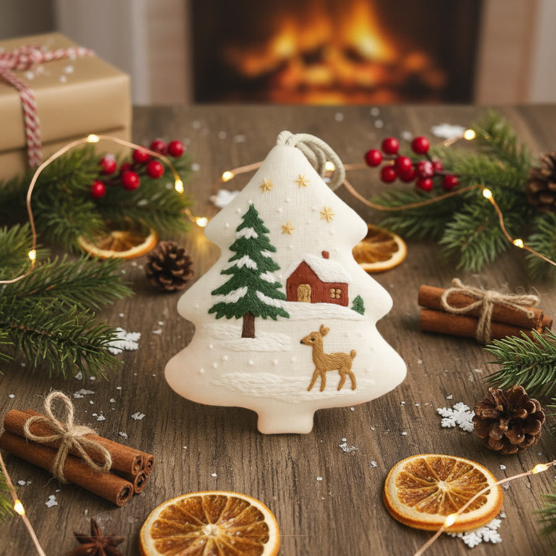 Rubbyoo Tree-shaped Embroidery Kit - Winter Deer | Diy Craft Kit | Beginner Embroidery Pattern - image 4