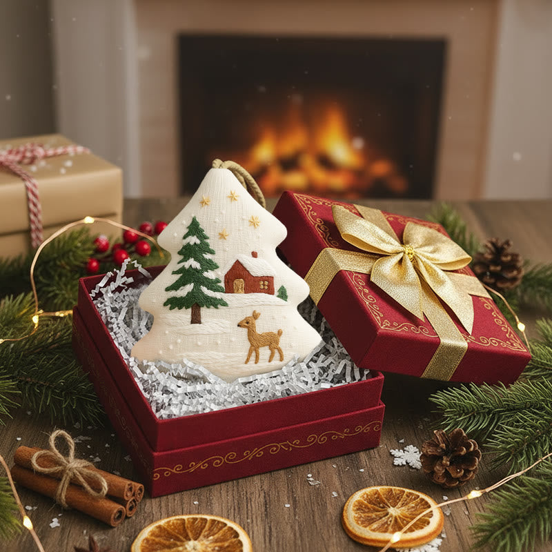 Rubbyoo Tree-shaped Embroidery Kit - Winter Deer | Diy Craft Kit | Beginner Embroidery Pattern - image 3