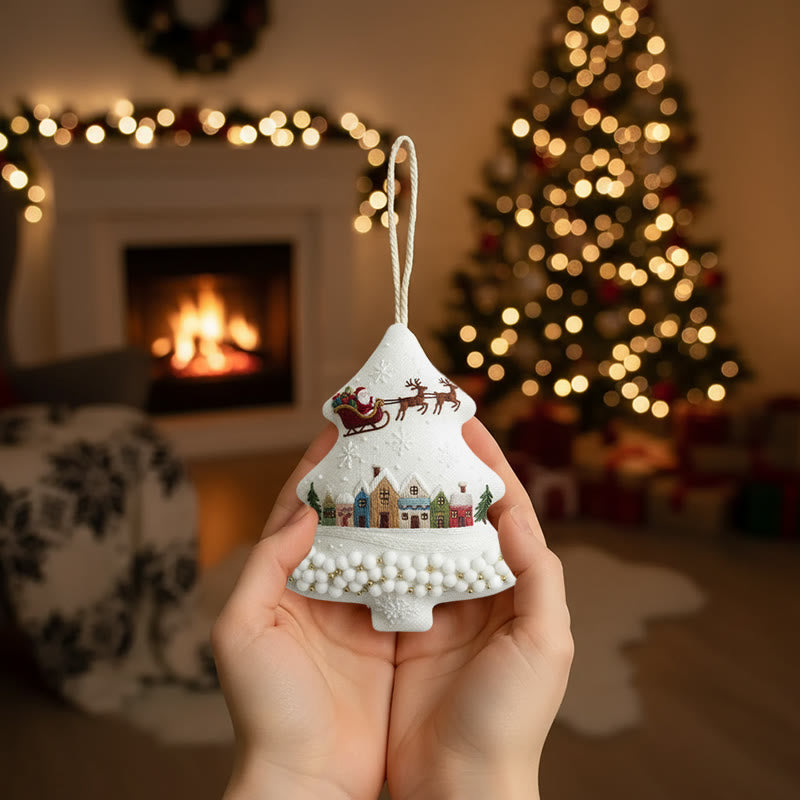 Rubbyoo Tree-shaped Embroidery Kit - Santa Sleigh Scene | Diy Needlecraft Kit | Holiday Ornament - image 9