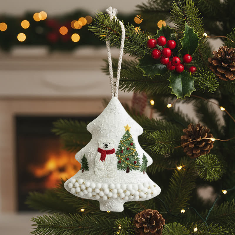 Rubbyoo Tree-shaped Embroidery Kit - Polar Bear Scene | Embroidery Starter Kit | Perfect Gift For Beginners - image 0