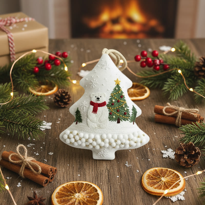 Rubbyoo Tree-shaped Embroidery Kit - Polar Bear Scene | Embroidery Starter Kit | Perfect Gift For Beginners - image 3